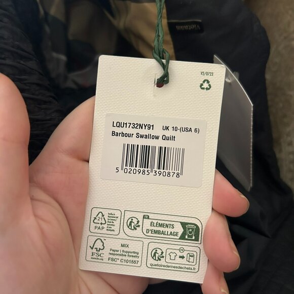 NWT Barbour Women's Swallow Quilt Dark Navy Classic Fall Jacket 6 - Picture 9 of 15